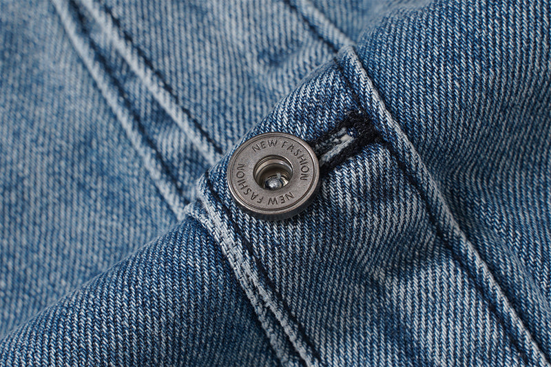 Veste en jean pour homme – Veste trucker en denim délavé à col montant