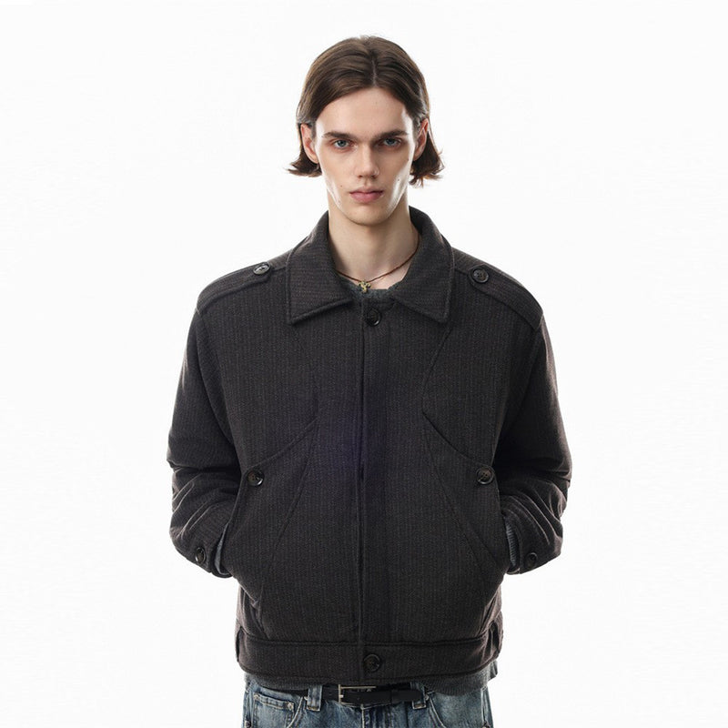 Men's Oversized Cotton Jacket with Detachable Faux Fur Collar