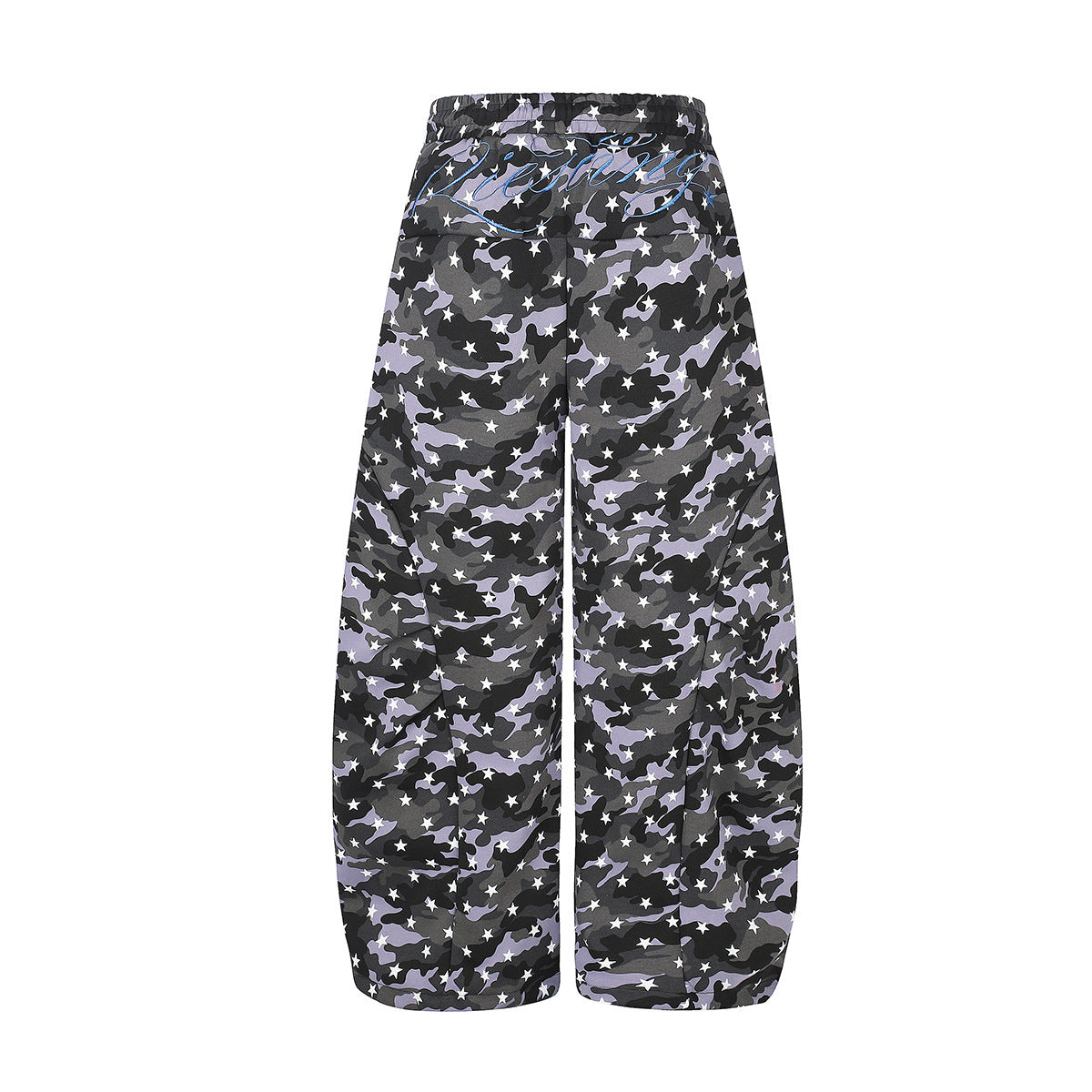 Camo Baggy Cargo Pants – Star Print Wide-Leg Parachute Trousers