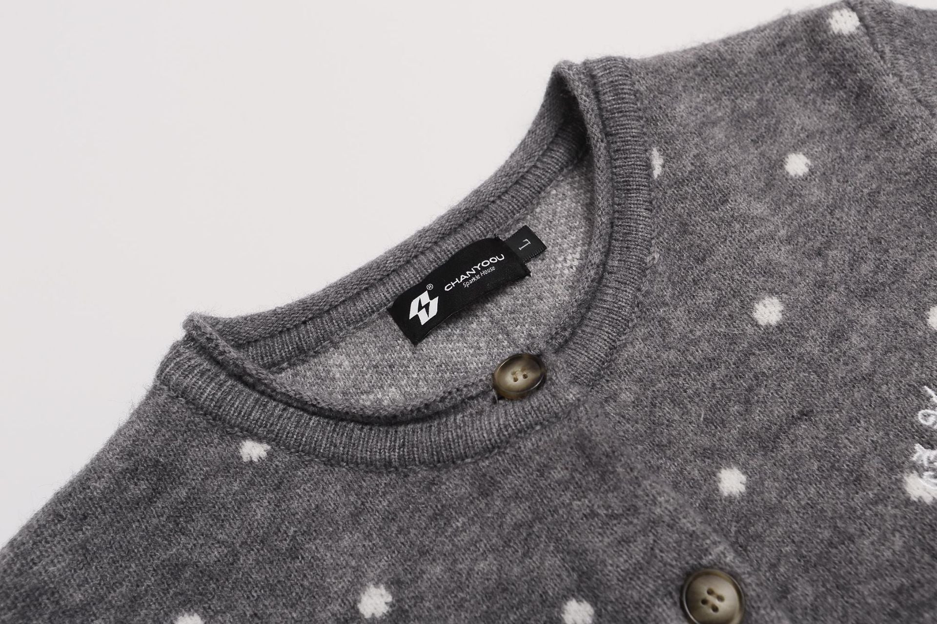 Polka Dot Knit Cardigan Sweater – Cropped Button-Up Vintage Style
