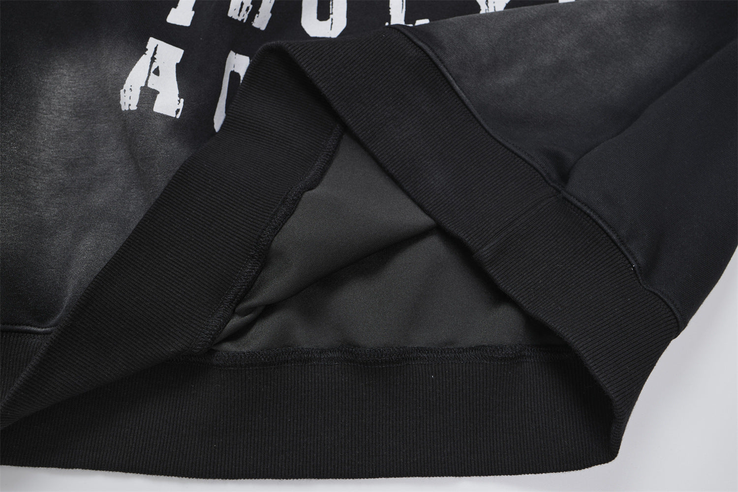 Letter Grid Oversized Hoodie – Acid-Washed Distressed Streetwear Pullover