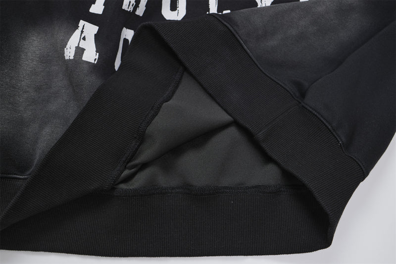 Letter Grid Oversized Hoodie – Acid-Washed Distressed Streetwear Pullover