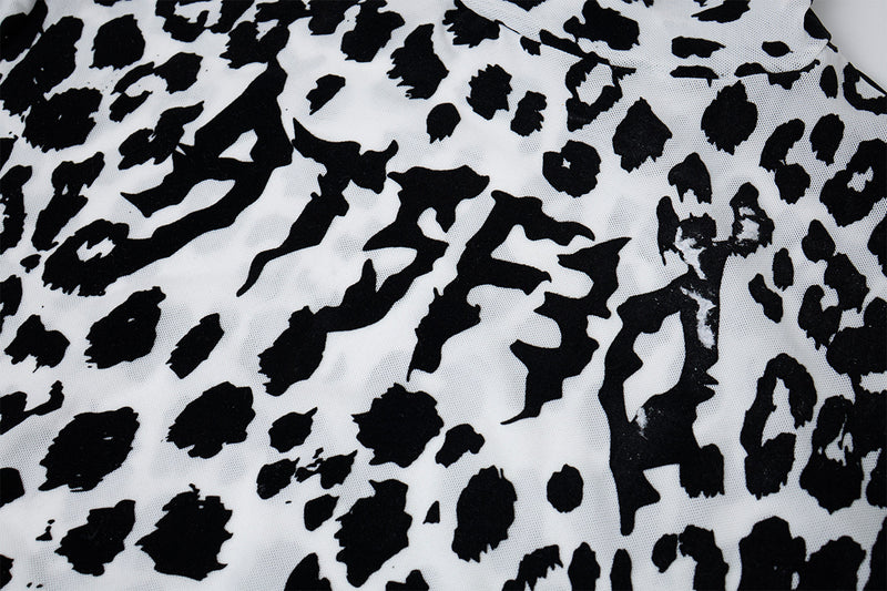 Leopard Print Turtleneck Long Sleeve Slim-Fit Shirt