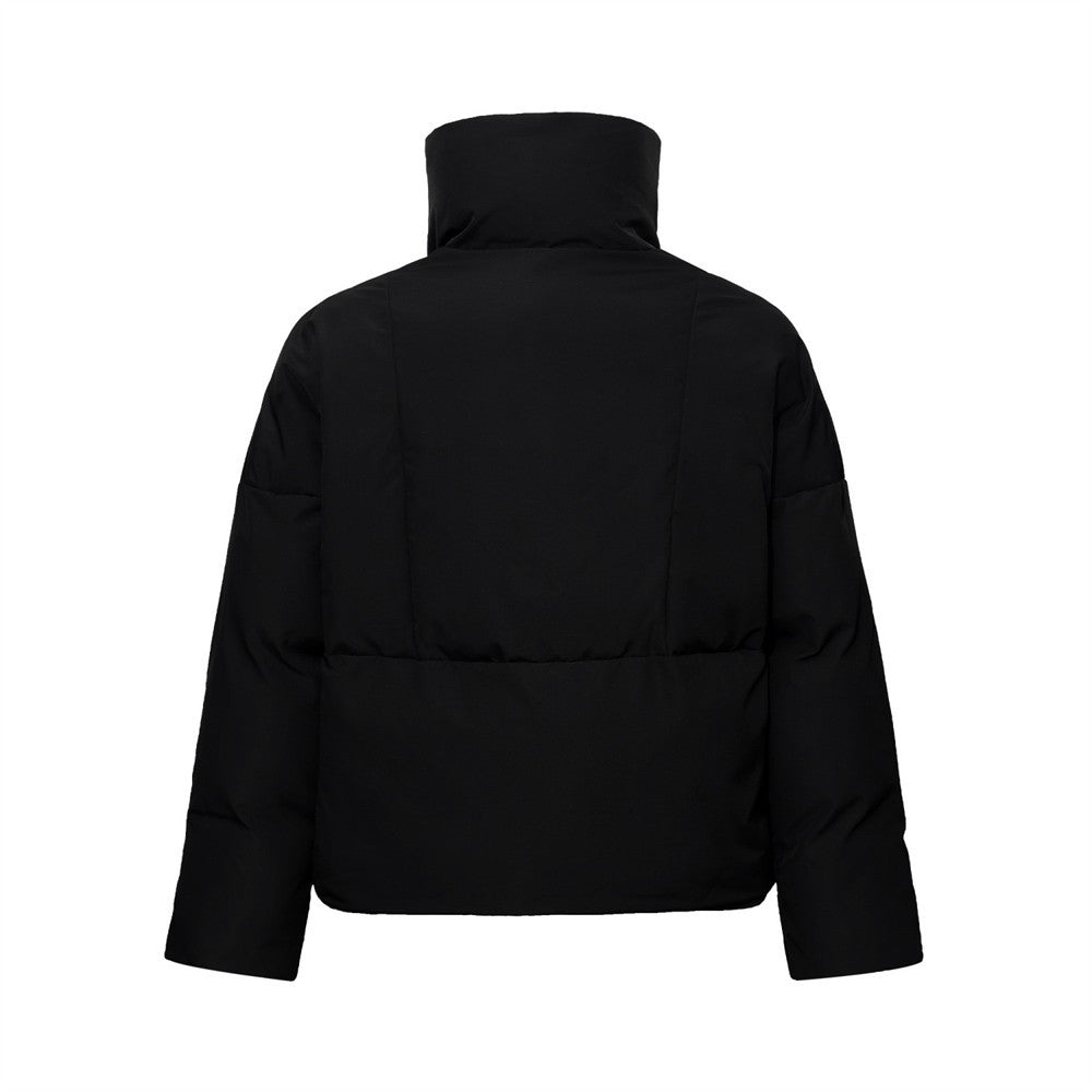 Men's Winter Puffer Jacket – Asymmetric Wrap Collar, High-Neck Quilted Coat in