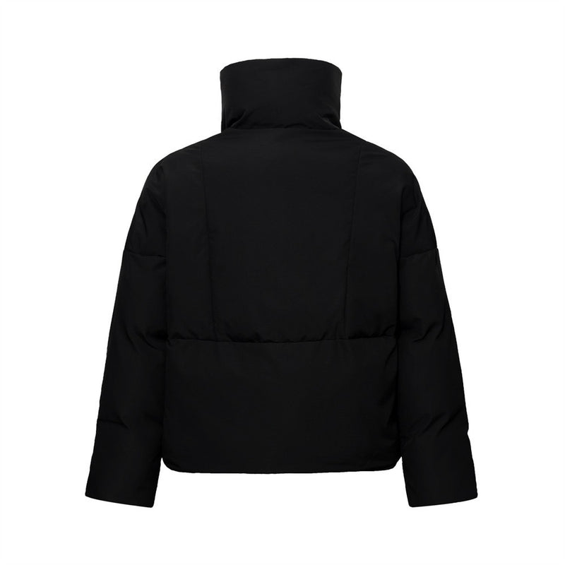 Men's Winter Puffer Jacket – Asymmetric Wrap Collar, High-Neck Quilted Coat in