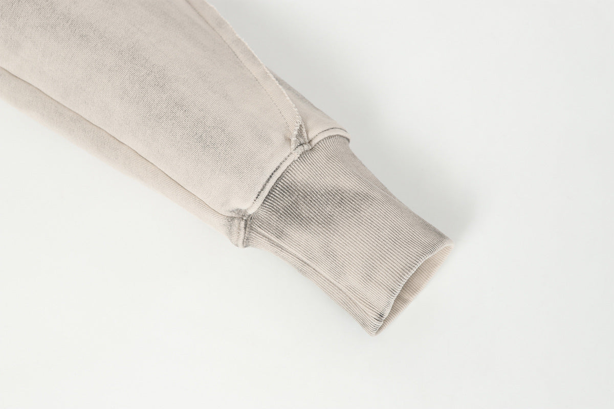 Deconstructed Asymmetric Zip Hoodie – Washed Oversized American Streetwear