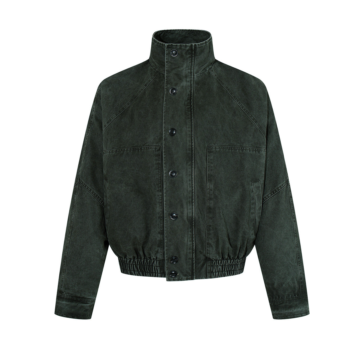 Blouson bomber vintage workwear délavé – Veste Harrington courte à col montant