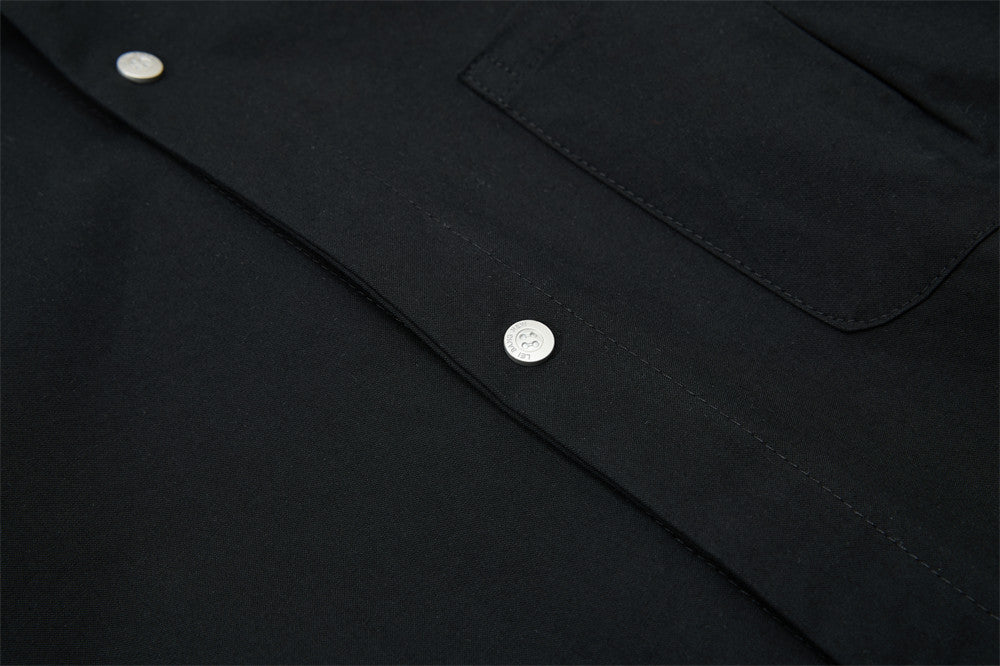 Oversize-Herrenhemdjacke mit plissierten Ärmeln und Druckknöpfen