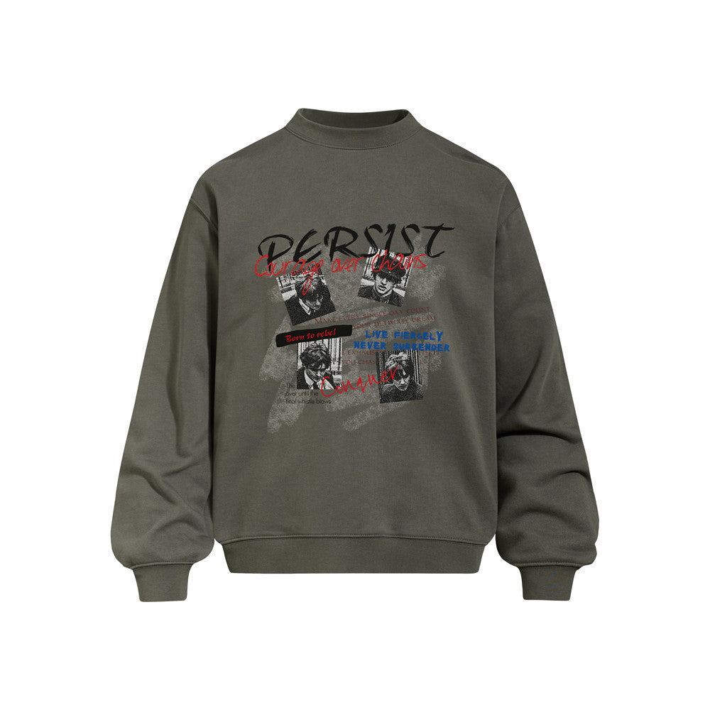 Persist Graphic Print Oversized Crewneck Sweatshirt