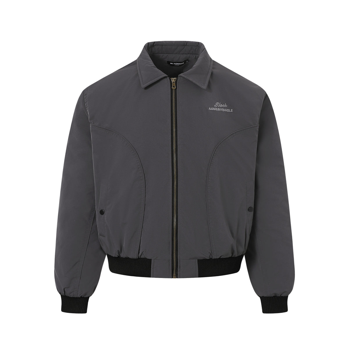 Veste bomber matelassée pour homme avec col à pointes et coutures arrondies
