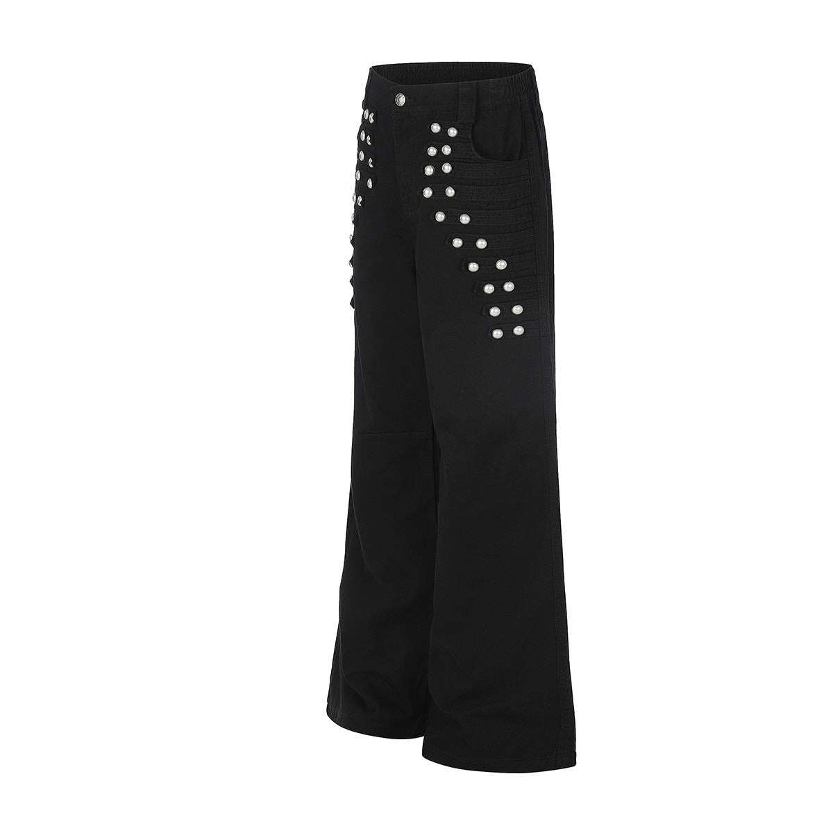 Wide-Leg Studded Pants – Retro American Vintage Metal Rivet Wide Leg Trousers
