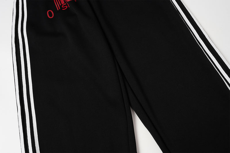 Wide-Leg Sweatpants with Barcode Cross Print & Double Waistband