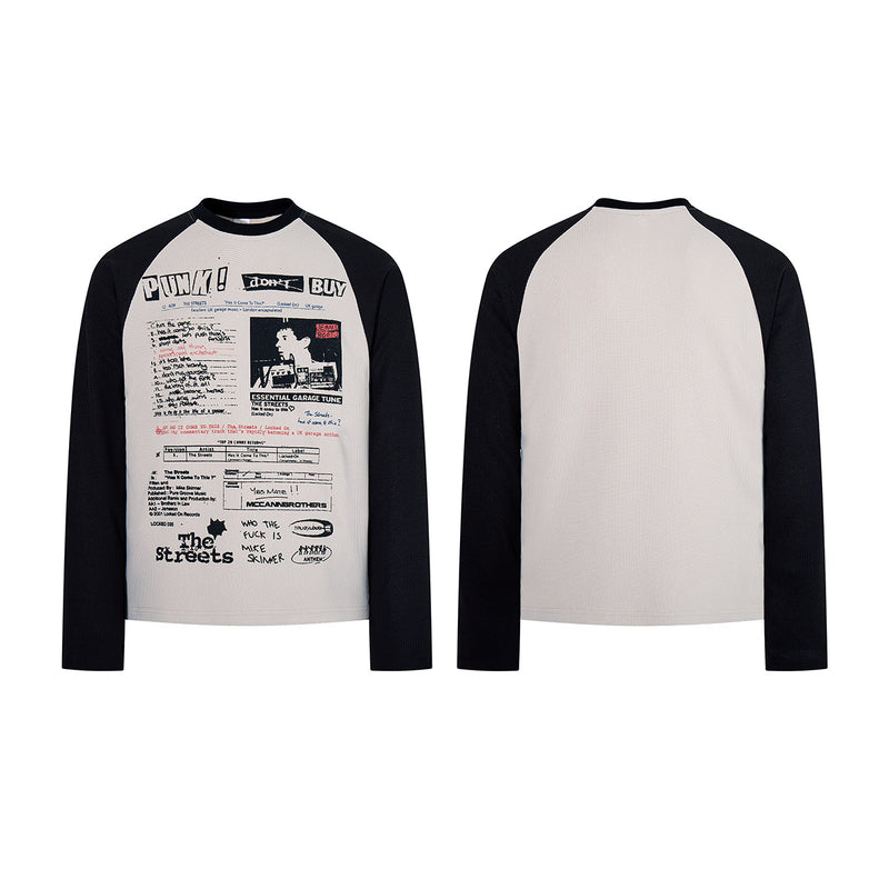 The Streets Punk Graphic Waffle Knit Raglan Long Sleeve Shirt – Black &