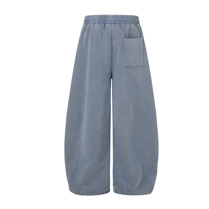 Pantalon de survêtement baggy wide leg avec imprimé gothique Madonna et typographie – Streetwear délavé