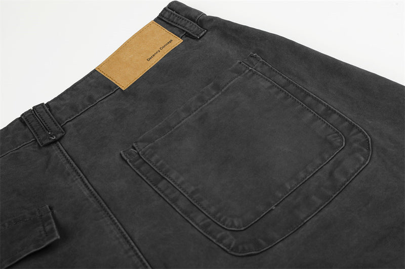 Pantalon cargo homme à jambes larges – Ceinture cloutée multi-poches, coupe droite décontractée