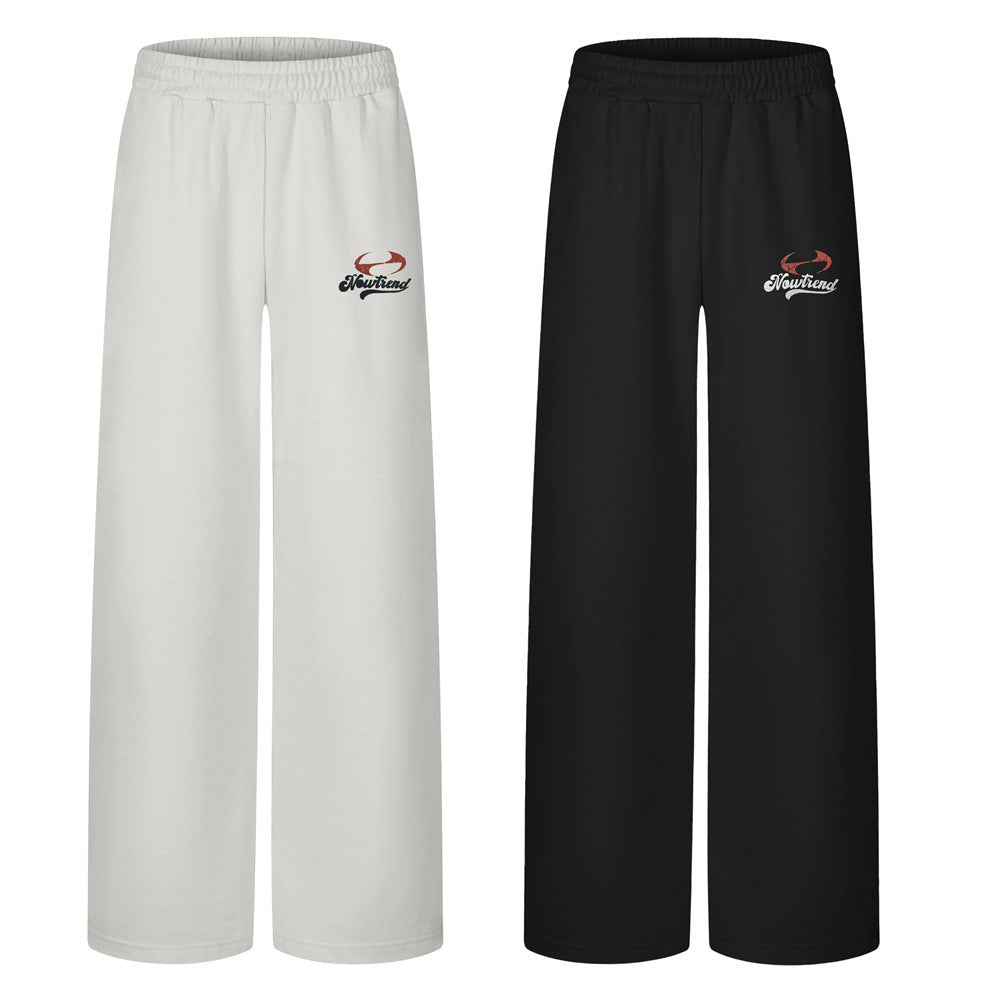 Herren-Jogginghose mit weitem Bein, elastischem Bund, Logo-Stickerei und geradem, lässigem Schnitt