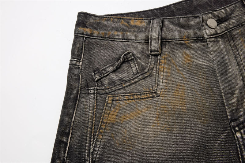 Distressed Baggy Wide-Leg Jeans – Men's Punk Washed Straight-Cut Denim with