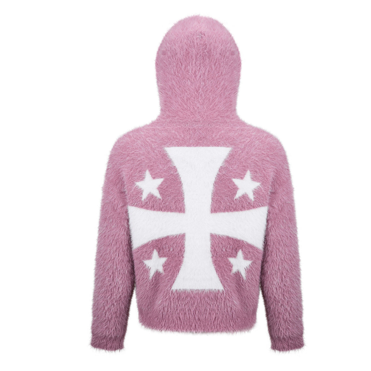 Sweat à capuche zippé en maille duveteuse – Motifs licorne et étoiles