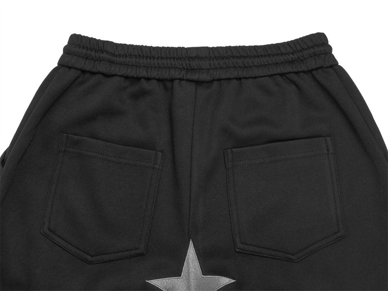 Men's Black Wide-Leg Sweatpants with Union Jack & Star Graphic Print