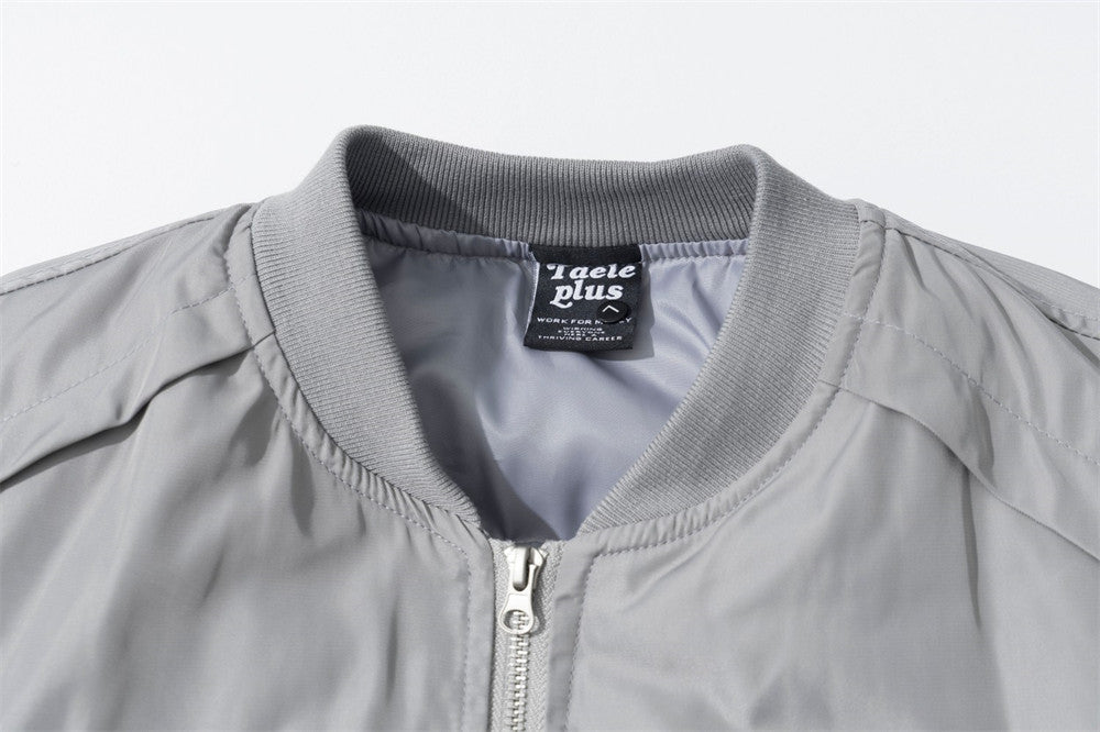 Men's Oversized Padded Bomber Jacket with Ruched Sleeves & Multi-Zip Detail