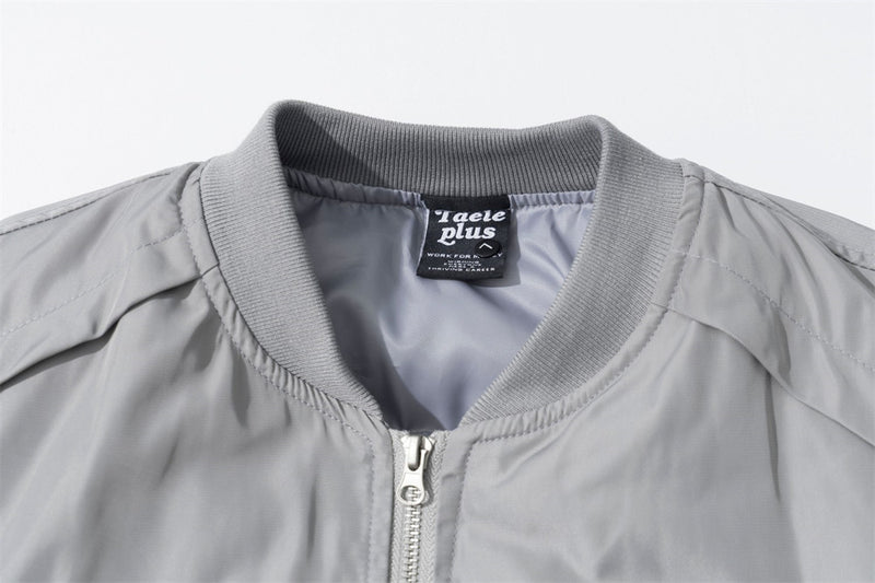 Men's Oversized Padded Bomber Jacket with Ruched Sleeves & Multi-Zip Detail