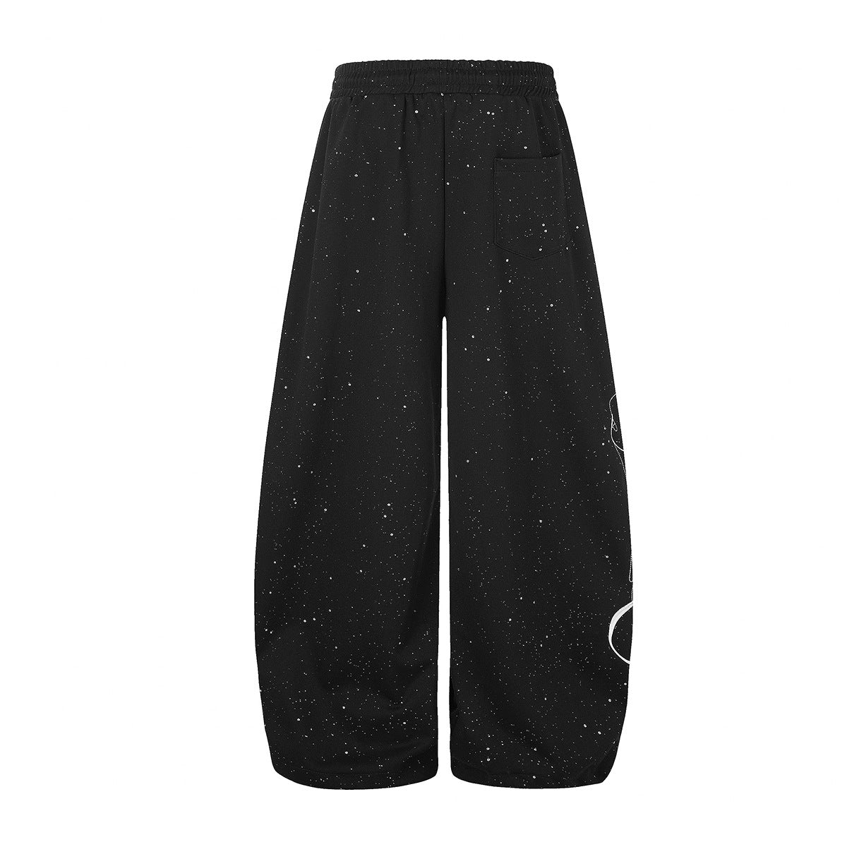 Wide-Leg Sweatpants with Glitter Speckle Fabric & Script Graphic