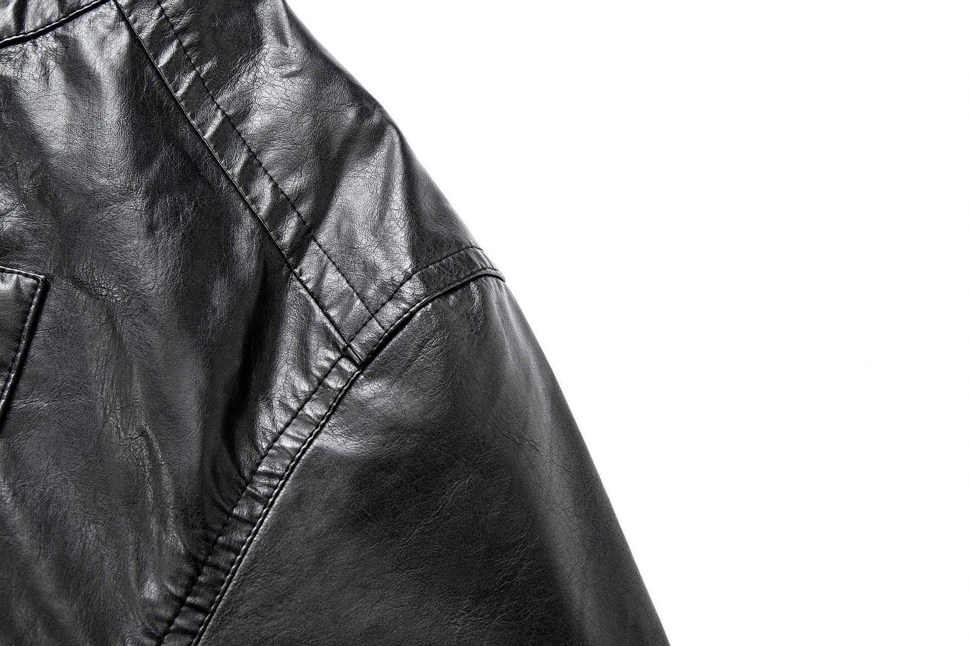 Veste biker moto homme en simili cuir noir – Coupe décontractée, style racer rétro