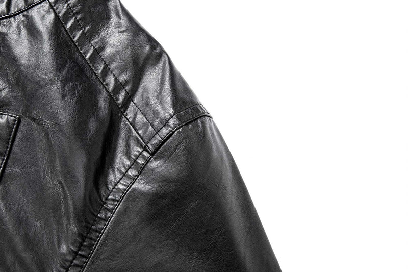 Veste biker moto homme en simili cuir noir – Coupe décontractée, style racer rétro