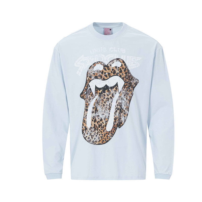 レオパード柄リップロゴ 長袖グラフィックTシャツ