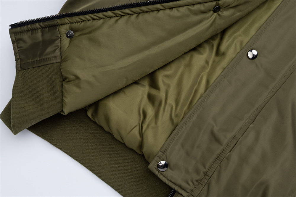 Veste bomber à capuche bordée de fourrure – Manteau d’hiver à poches multiples et double fermeture zippée