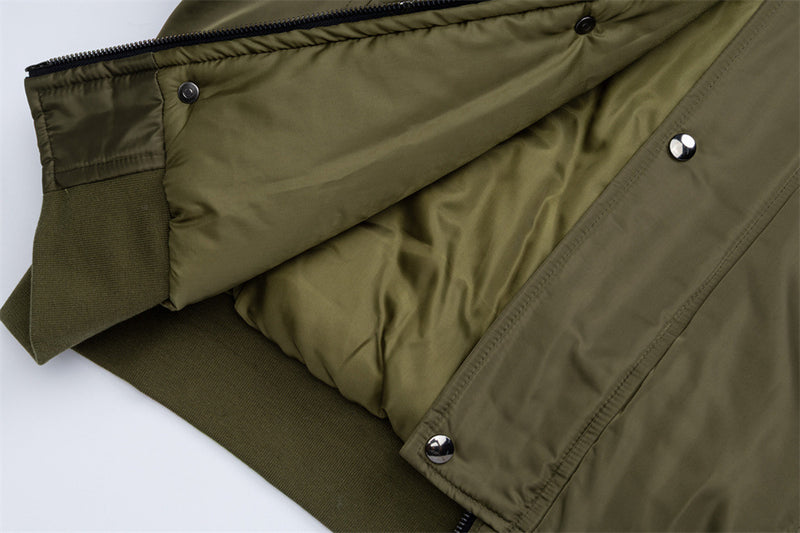 Veste bomber à capuche bordée de fourrure – Manteau d’hiver à poches multiples et double fermeture zippée