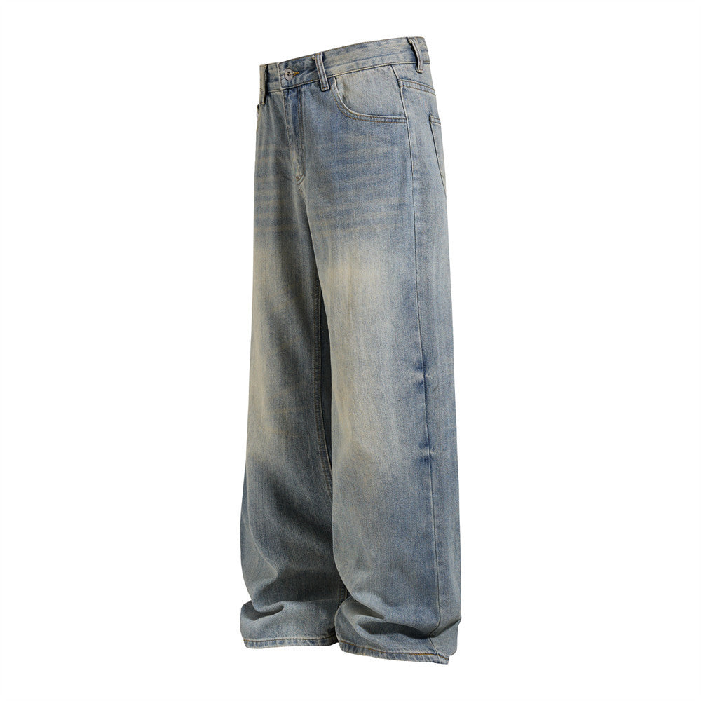 Wide-Leg Baggy Jeans – Vintage Washed Straight-Cut Denim