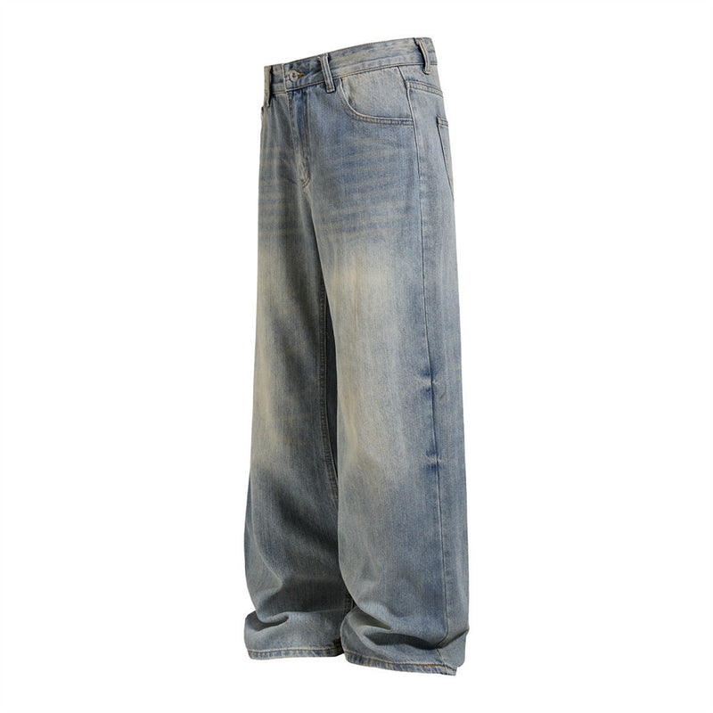 Wide-Leg Baggy Jeans – Vintage Washed Straight-Cut Denim