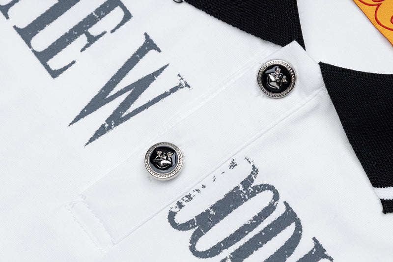 The Woodlise Langarm-Poloshirt – Adler-Grafikprint, Retro-Campus-Style