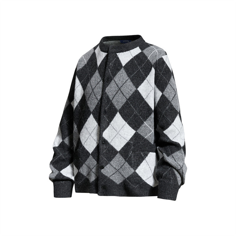 Gilet homme en maille argyle – Coupe oversize boutonnée