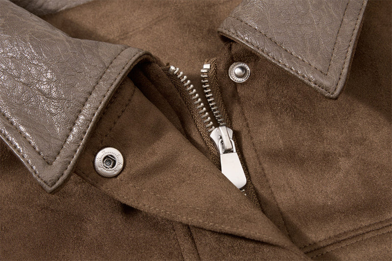 Blouson bomber rétro oversize – Homme, veste courte en similicuir à col revers workwear