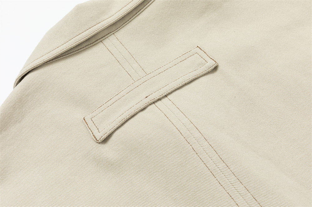 Cropped Denim Jacket – Diamond Stitch Workwear Design, Point Collar