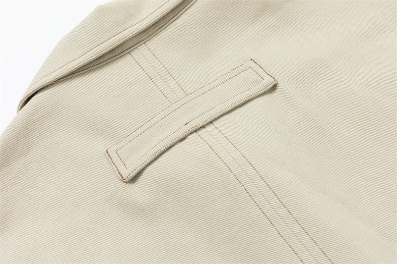 Cropped Denim Jacket – Diamond Stitch Workwear Design, Point Collar