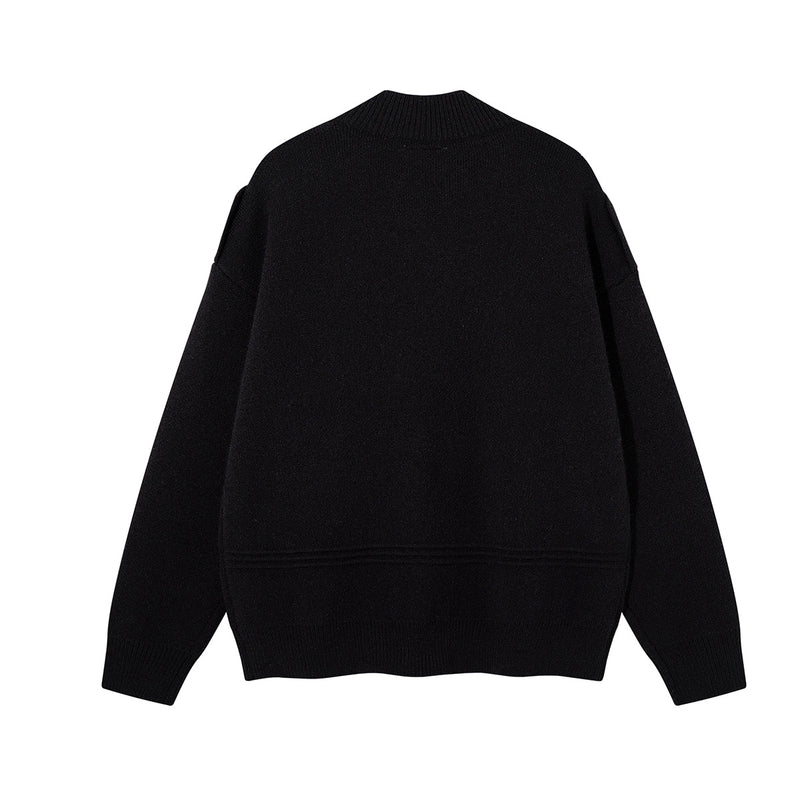 Military Knit Zip-Up Cardigan Sweater with Braided Cord & Button Detail