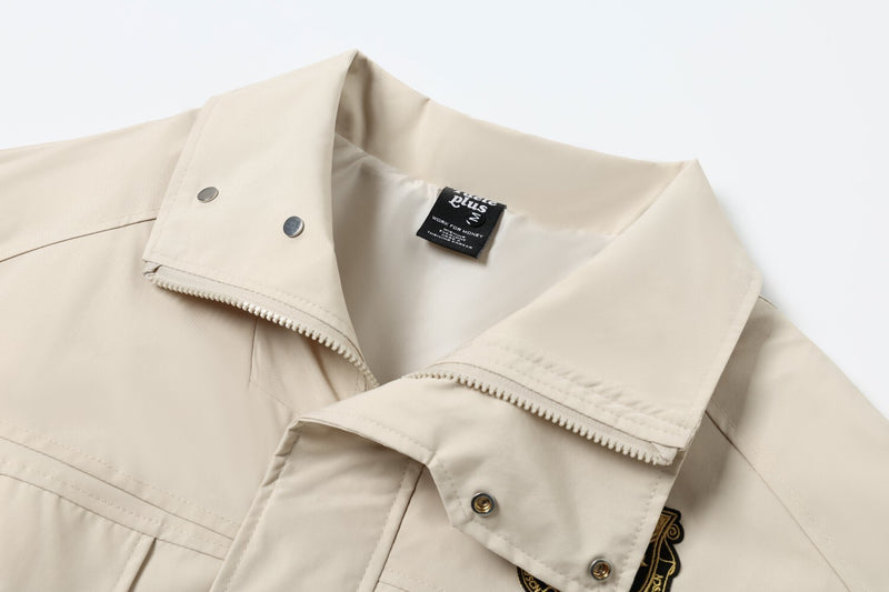 Oversized Harrington Jacket with Embroidered Badge Patch
