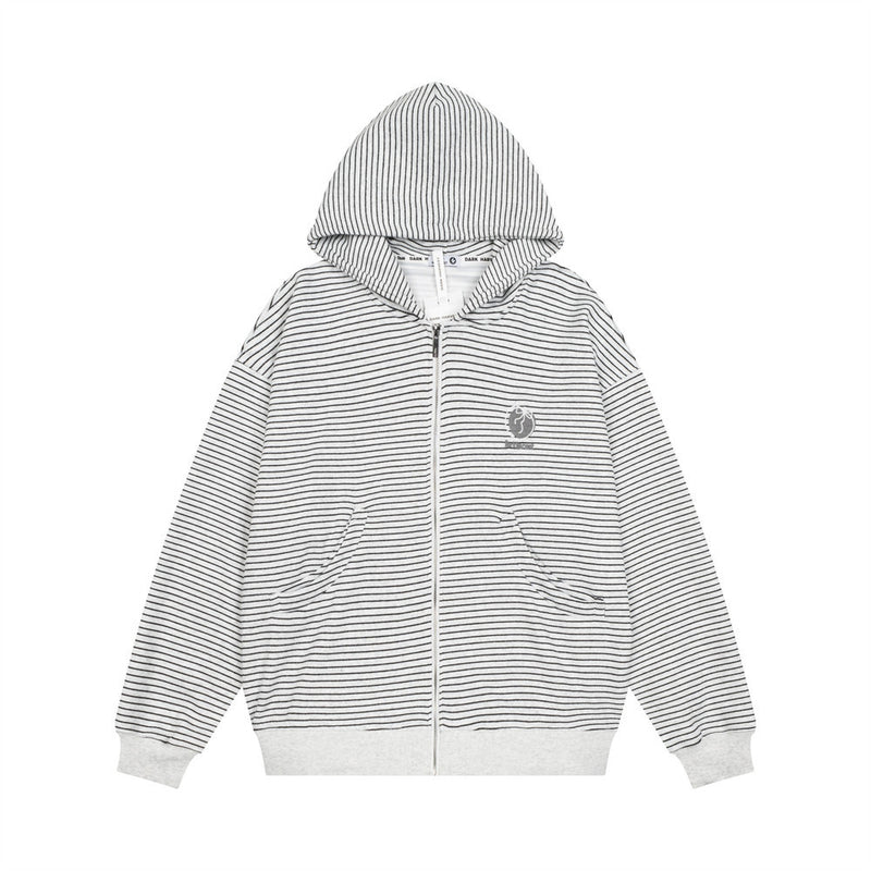 Striped Zip-Up Hoodie – Relaxed Fit Men's Full-Zip Sweatshirt