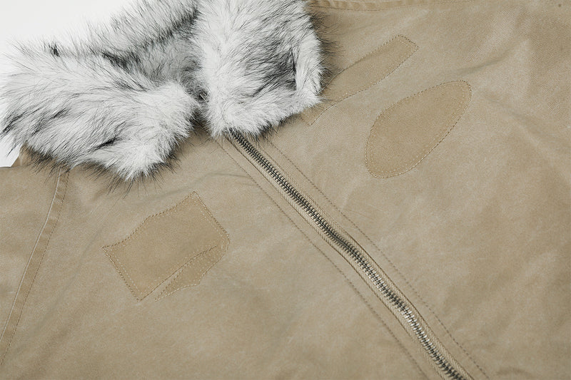 Men's Padded Bomber Jacket with Faux Fur Collar – Oversized Flight Jacket