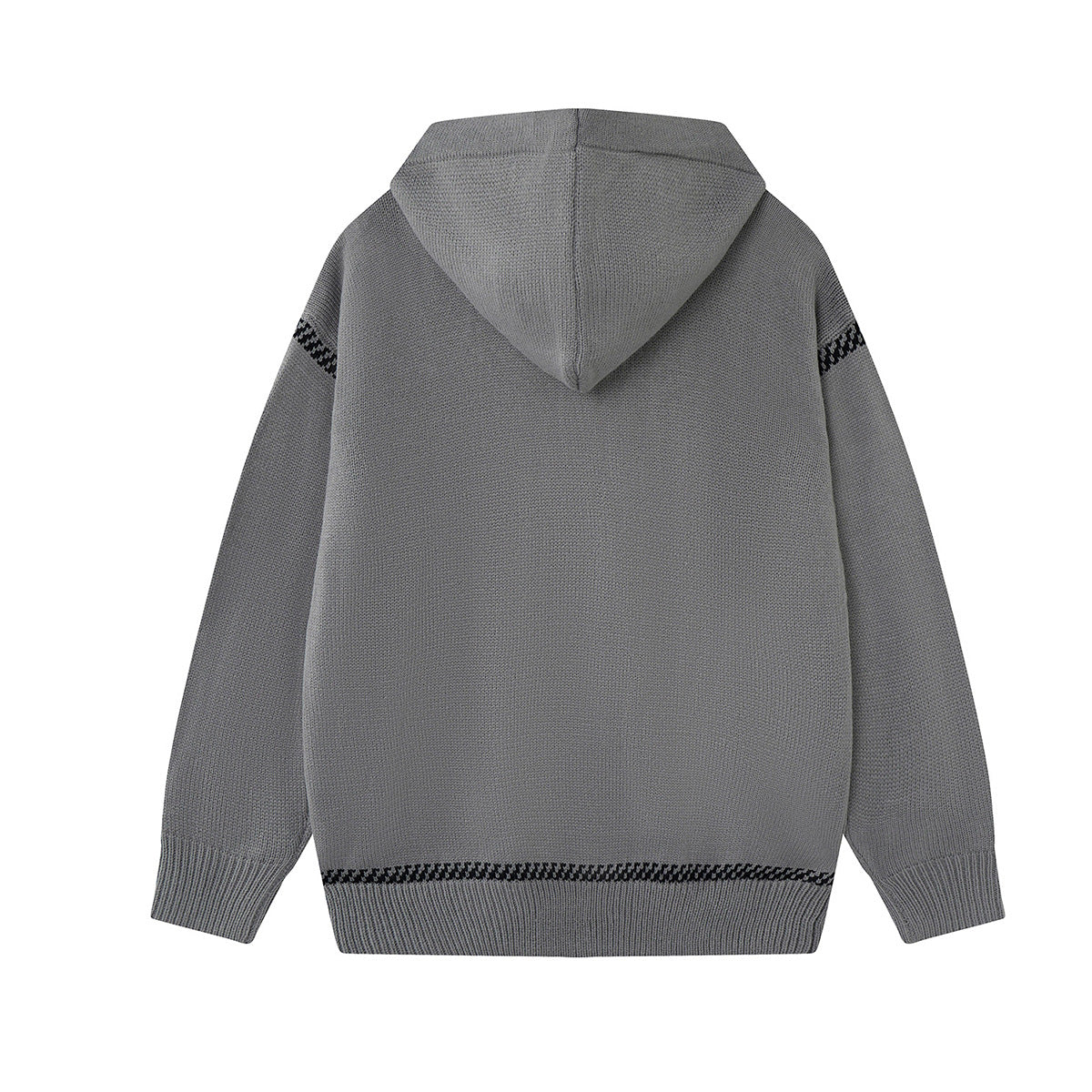 Pull à capuche oversize en maille jacquard avec grand motif graphique sur le devant