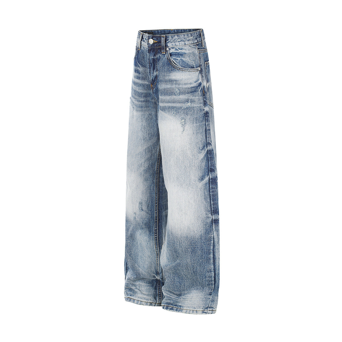Jean baggy délavé clair – Pantalon droit en denim délavé, jambes larges et détails usés