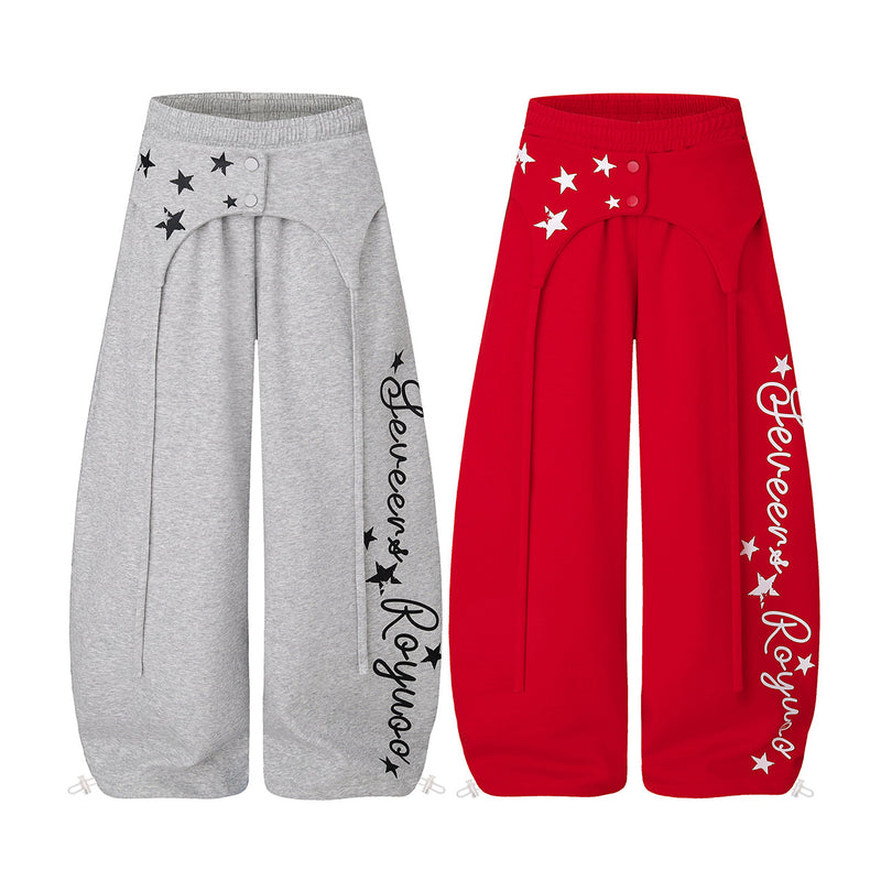 Wide-Leg Star Print Sweatpants – Hip-Hop Streetwear Baggy Jogger Pants