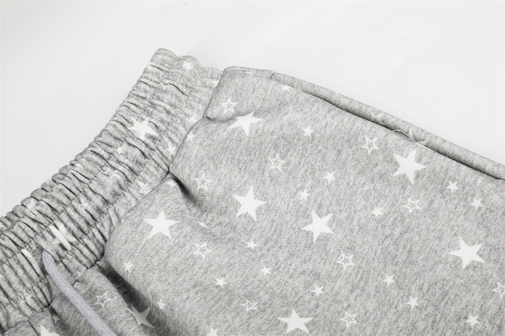 Star Print Wide-Leg Sweatpants – Oversized Streetwear Jogger Pants