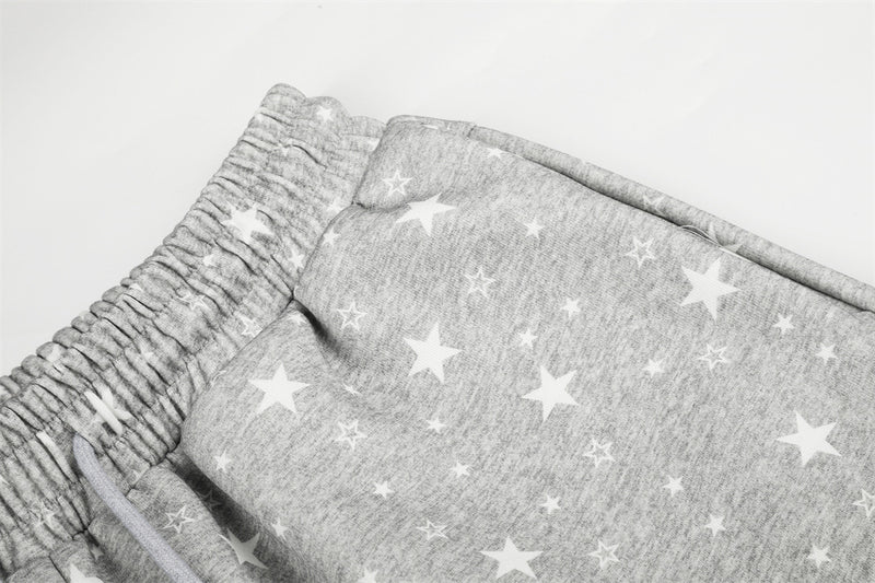 Star Print Wide-Leg Sweatpants – Oversized Streetwear Jogger Pants