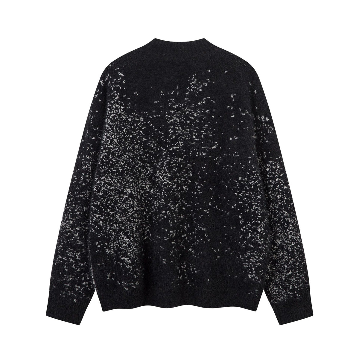 V-Neck Grey Sweater – Speckle-Knit Oversized Pullover with Decorative Pins