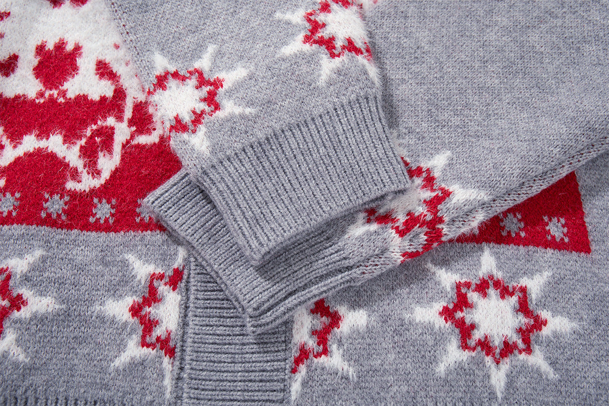 Fair Isle Jacquard Knit Cardigan Sweater – Vintage Christmas Pattern