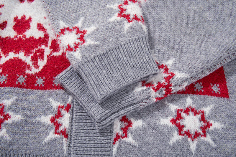 Fair Isle Jacquard Knit Cardigan Sweater – Vintage Christmas Pattern